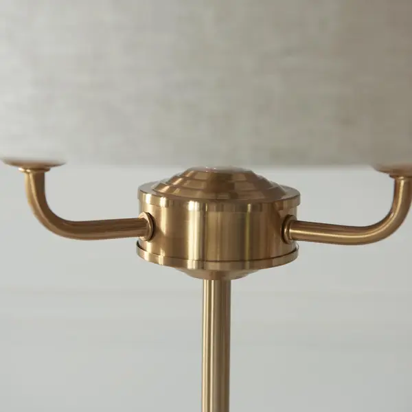 Highclere 3 Light Table Lamp in Brass C/W Natural Shade