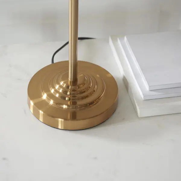 Highclere 3 Light Table Lamp in Brass C/W Natural Shade