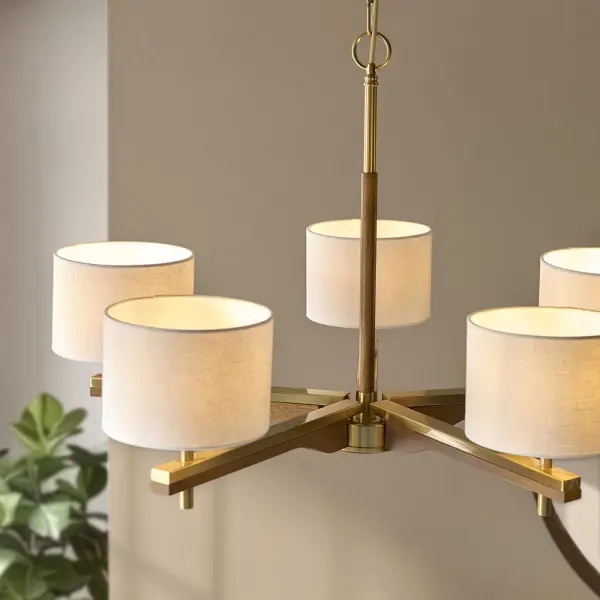 Heathcliff Ceiling Pendant in Ash Wood & Brass Finish