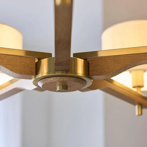 Heathcliff Ceiling Pendant in Ash Wood & Brass Finish