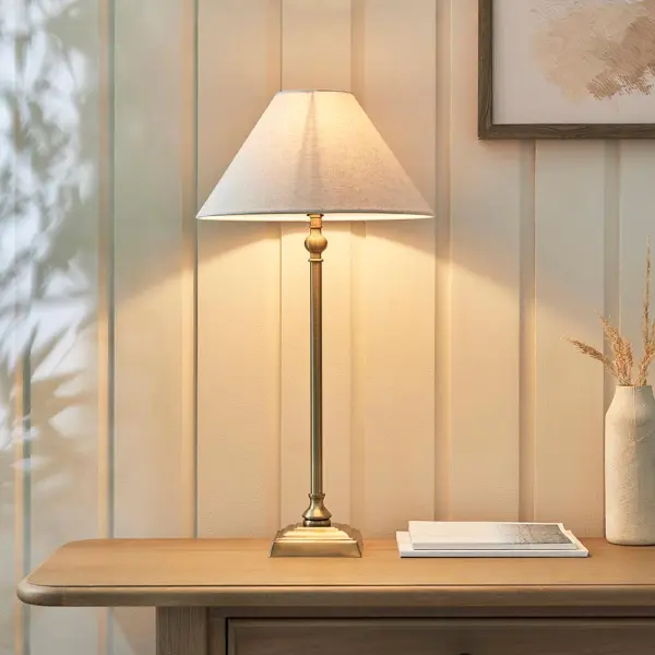 Lille Antique Brass Table Lamp C/W Shade