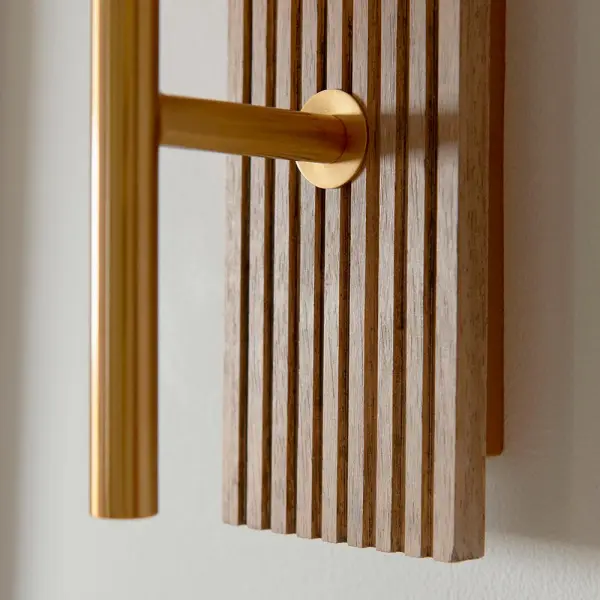 Grove Walnut Wooden Wall Light with Ribbed Glass