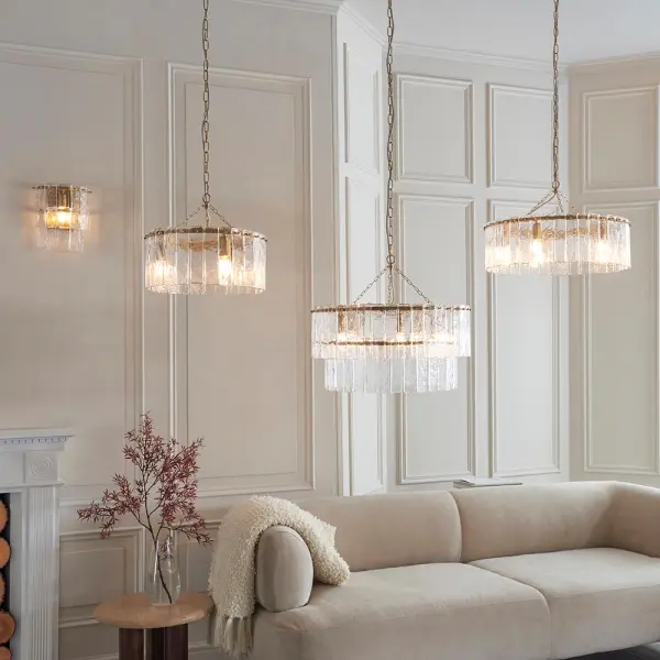 Karine 5 Light Pendant with Textured Glass