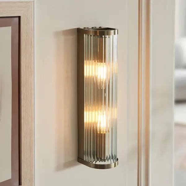 RidgetonDouble Antique Brass Wall Light