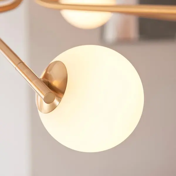 Aaron 10 Light Ceiling Pendant in Aged Brass & Opal Glass