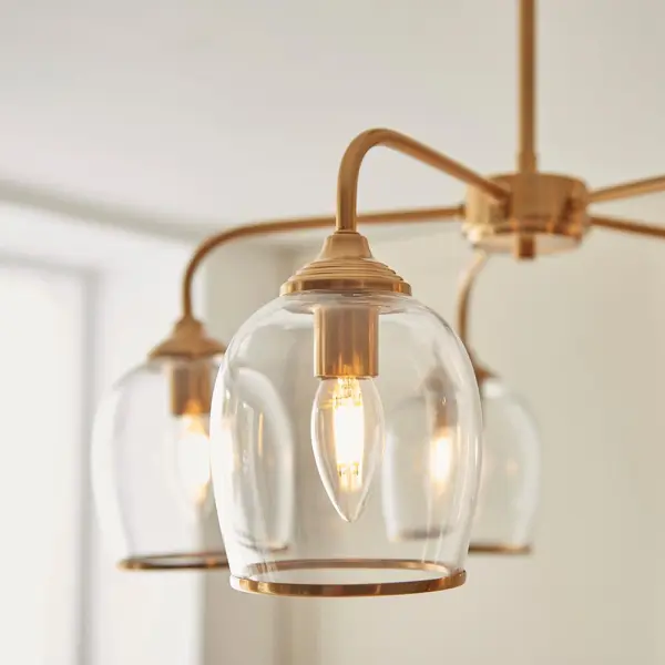 Ashcroft 5 Light Semi Flush with Clear Glass Shades