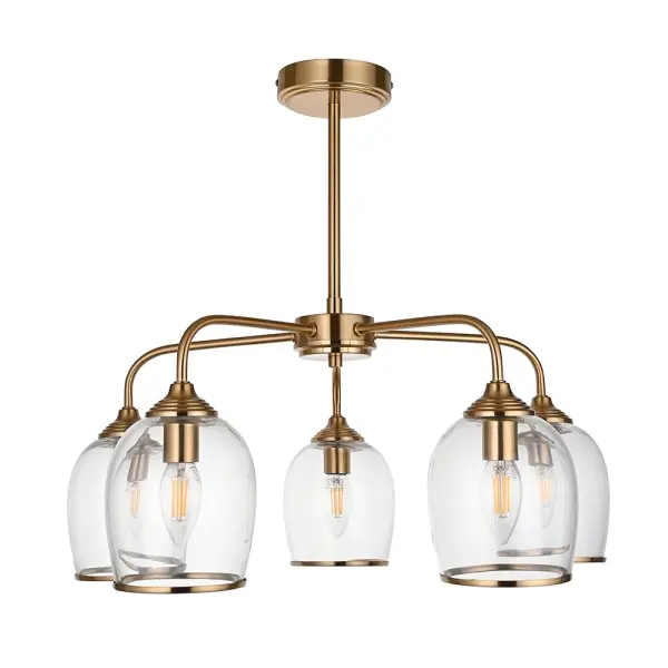 Ashcroft 5 Light Semi Flush with Clear Glass Shades
