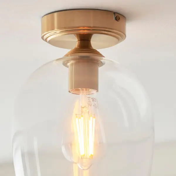 Ashcroft Brass Flush Fitting with Clear Glass Shade