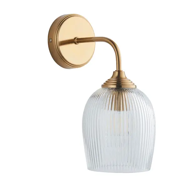 Ashcroft Brass Wall Fitting with Ribbed Glass Shade