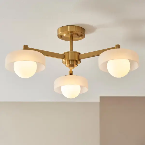 Boss 3 Light Semi Flush Fitting in Brushed Brass