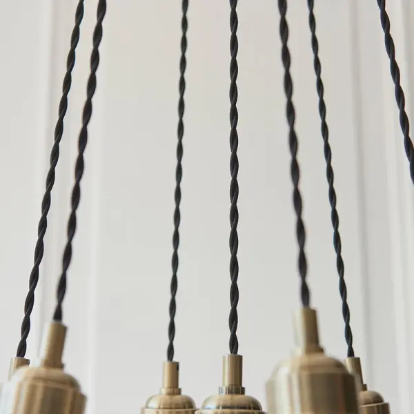 Mia Antique Brass 7 Light Cluster Pendant with Clear Glass Shades