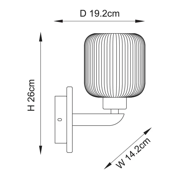 Travi Natural Travertime Stone Wall Light C/W Clear Ribbed Shade