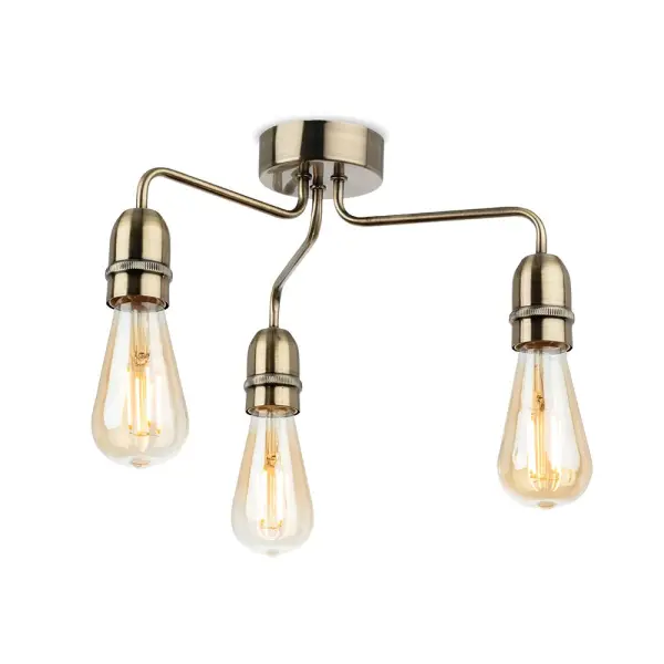 Leon 3 Light Flush in Antique Brass