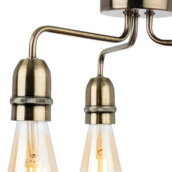 Leon 3 Light Flush in Antique Brass