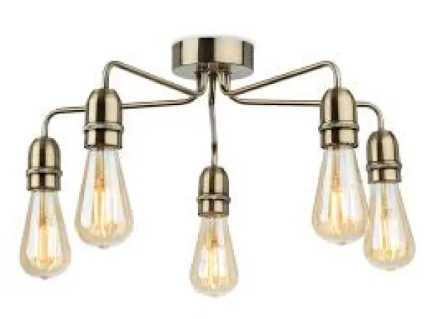 Leon 5 Light Flush in Antique Brass