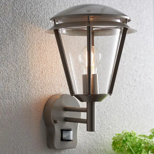 Inova PIR Wall Light in Brushed Stainless Steel Finish IP44