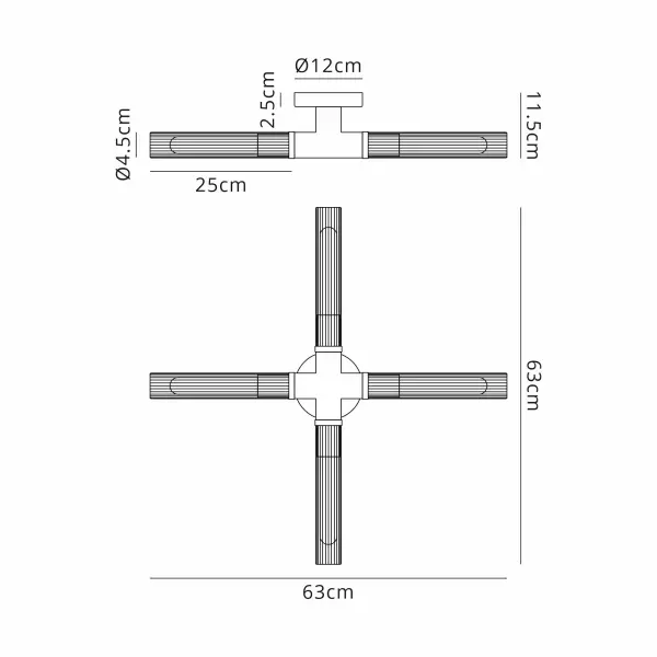 Dee 4 Light Antique Brass Bathroom Ceiling Fitting IP44