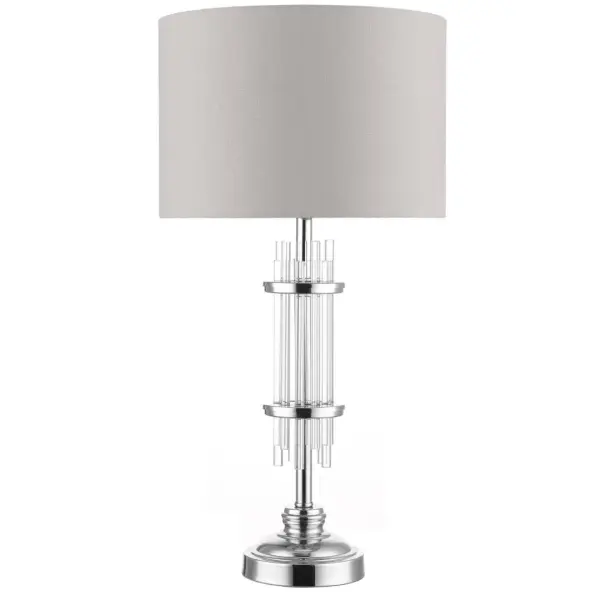 Chrysler Polished Chrome and Crystal Table Lamp c/w Shade