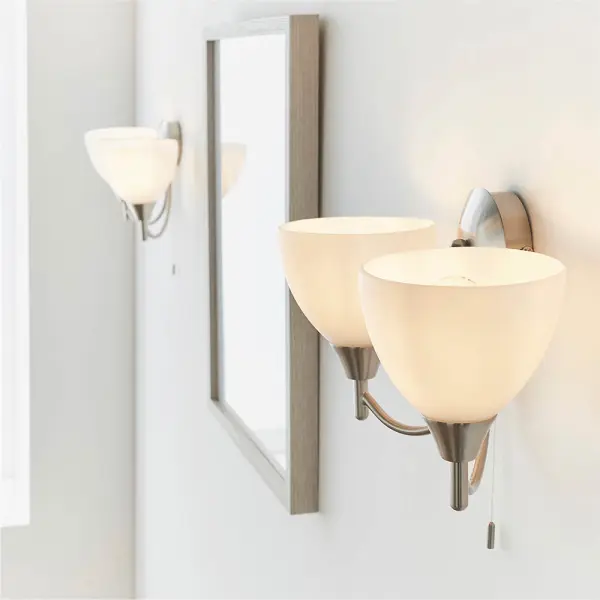 Alton Double Wall Light in Satin Chrome