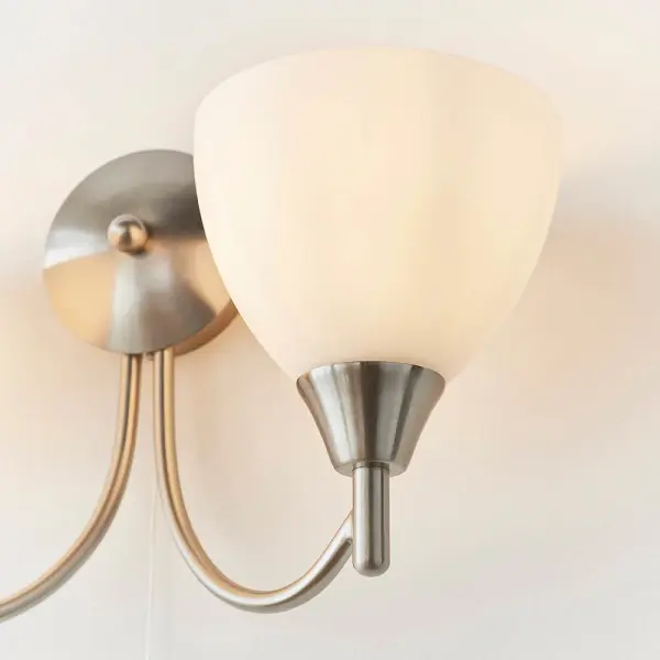 Alton Double Wall Light in Satin Chrome