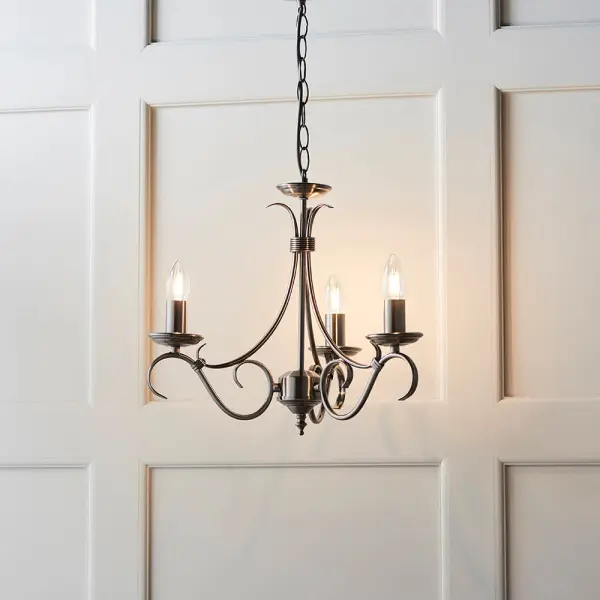 Bernice 3 Light Antique Silver Pendant