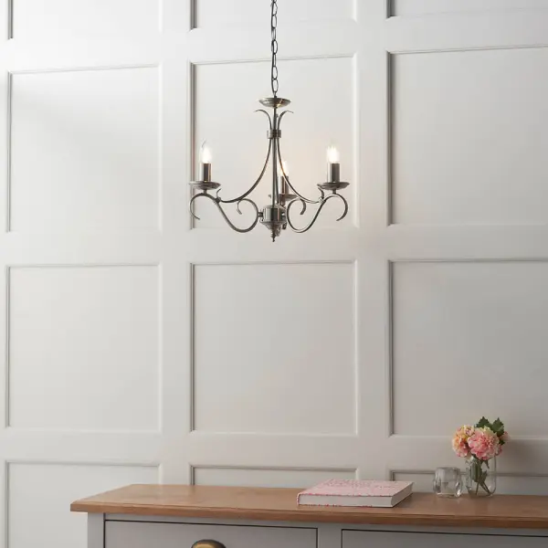 Bernice 3 Light Antique Silver Pendant