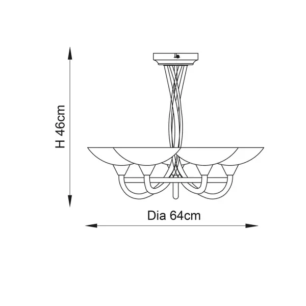 Cagney 5 Light Satin Chrome Semi Flush