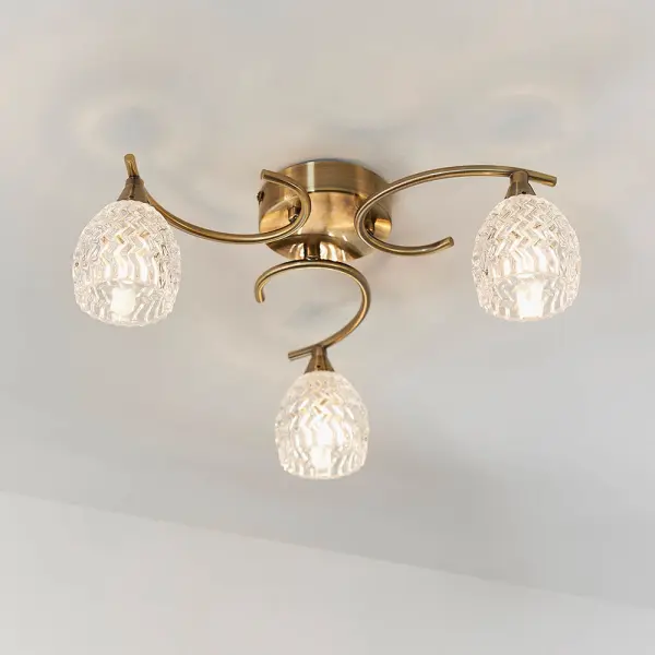 Boyer 3 Light Antique Brass Semi Flush