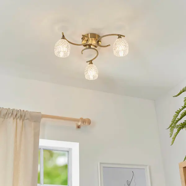 Boyer 3 Light Antique Brass Semi Flush