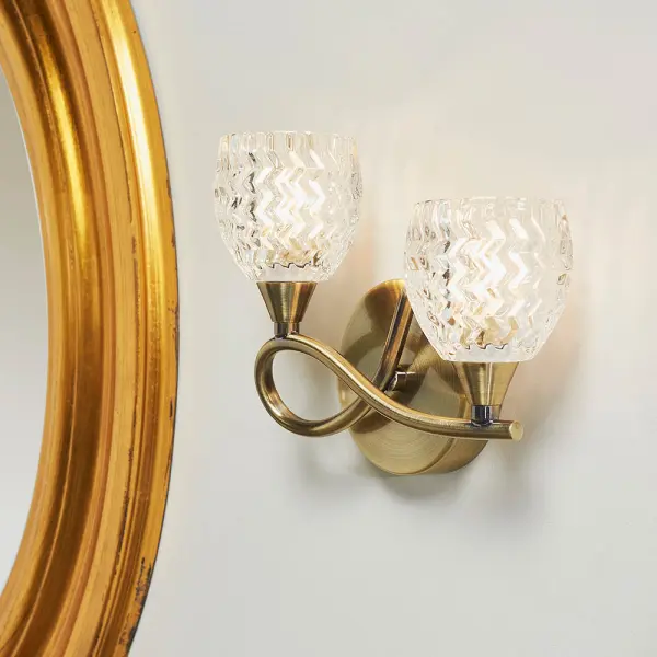 Boyer 2 Light Wall Light in Antique Brass