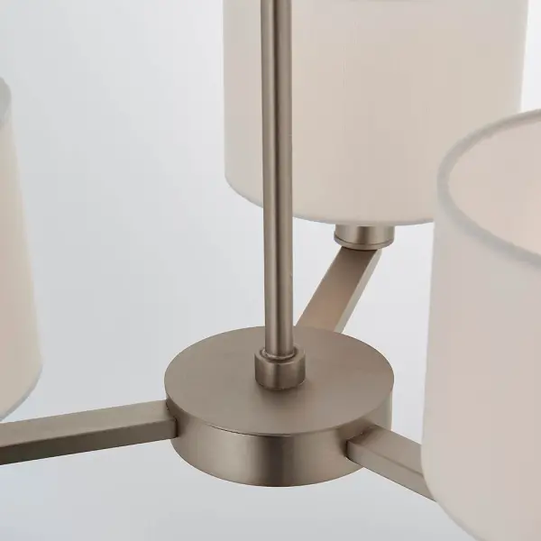 Daley 3 Light Multi Arm Pendant in Nickel C/W White Shades