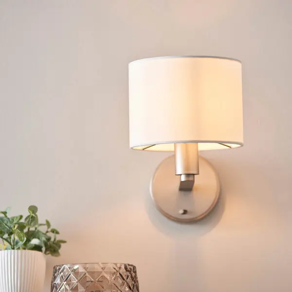 Daley Wall Light in Nickel C/W White Shade