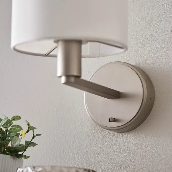 Daley Wall Light in Nickel C/W White Shade