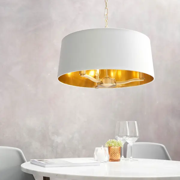 Harvey 3 Light with Drum Shade in Satin Gold