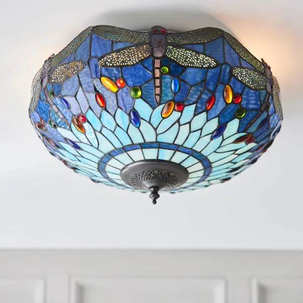 Dragonfly Blue Medium 2 Light Flush