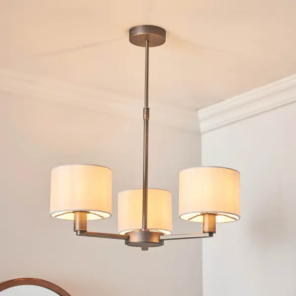 Daley 3 Light Multi Arm Pendant in Bronze C/W  Marble Shades