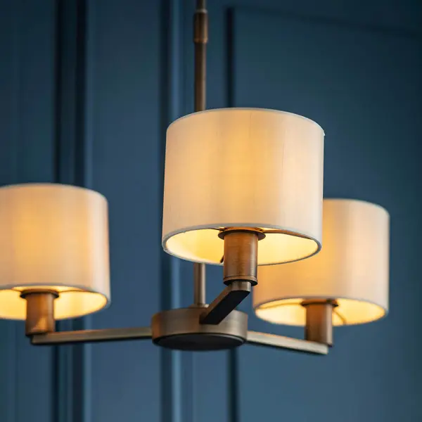 Daley 3 Light Multi Arm Pendant in Bronze C/W  Marble Shades