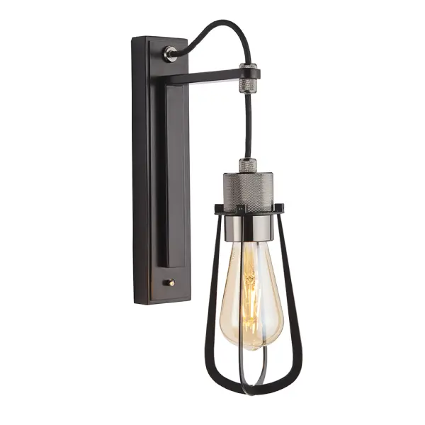Urban Industrial Black & Chrome Wall Light