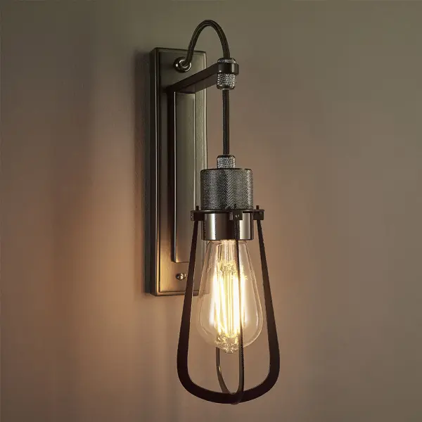 Urban Industrial Black & Chrome Wall Light