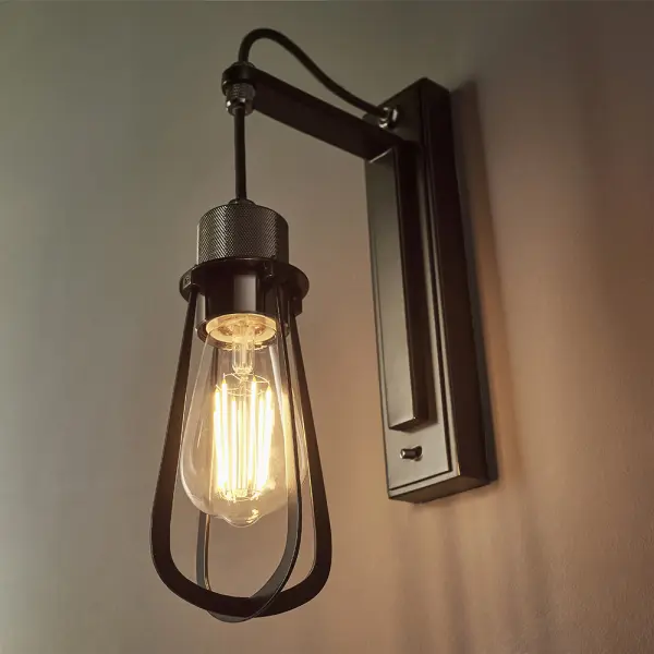 Urban Industrial Black & Chrome Wall Light