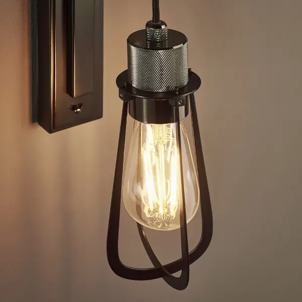 Urban Industrial Black & Chrome Wall Light