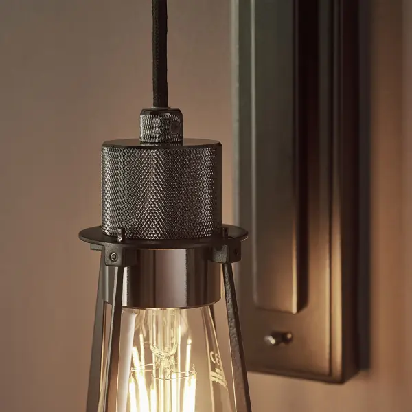 Urban Industrial Black & Chrome Wall Light