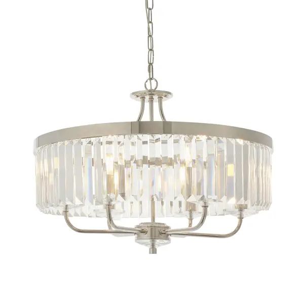 Carol 6 Light Nickel & Clear Glass Chandelier