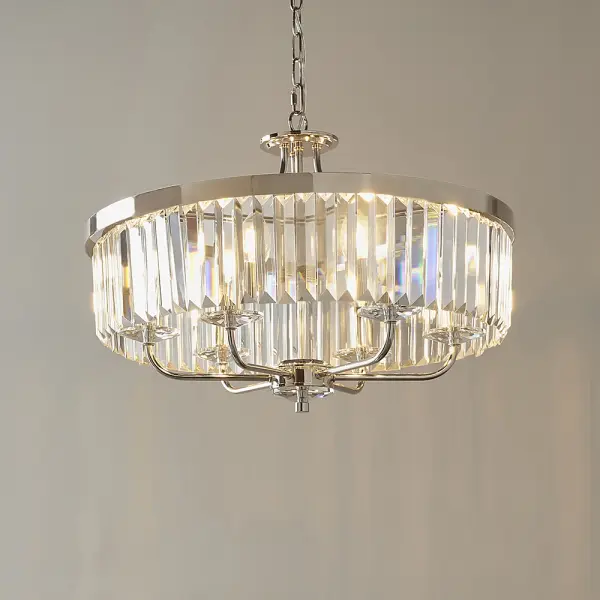 Carol 6 Light Nickel & Clear Glass Chandelier