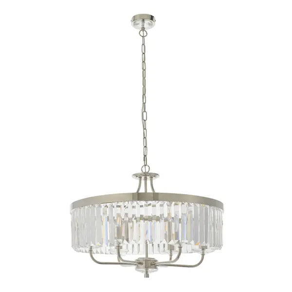 Carol 6 Light Nickel & Clear Glass Chandelier