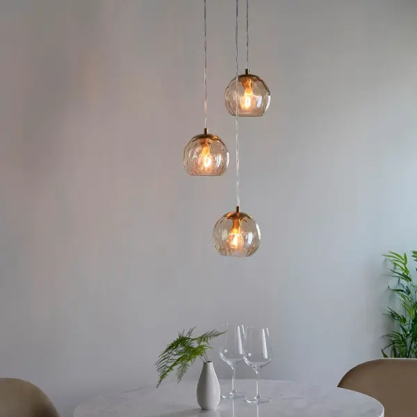 Dimple 3 Light Satin Brass Pendant