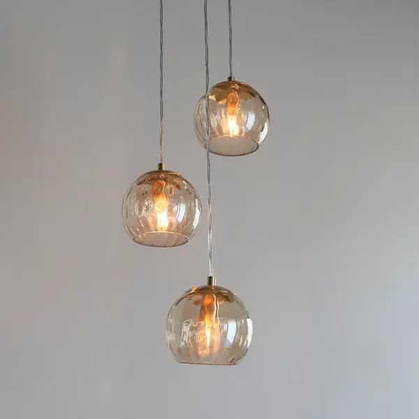 Dimple 3 Light Satin Brass Pendant