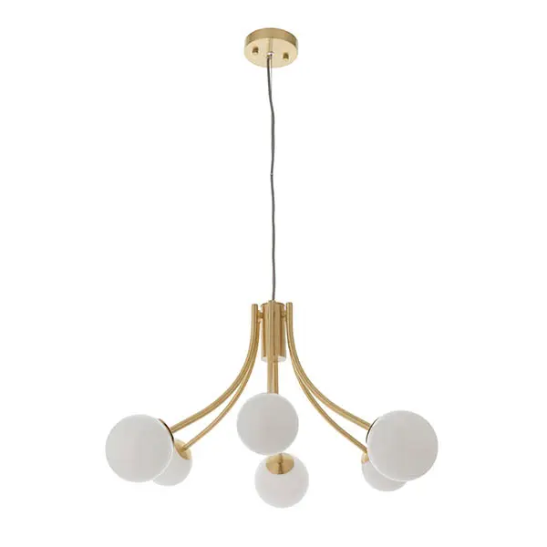 Bloom 6 Light Pendant in Gold with Opal Glass