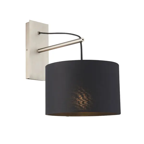 Milan Modern Matt Nickel Wall light C/W Black Shade