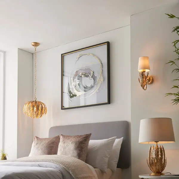 Delphine Gold Leaf Table Lamp C/W Shade